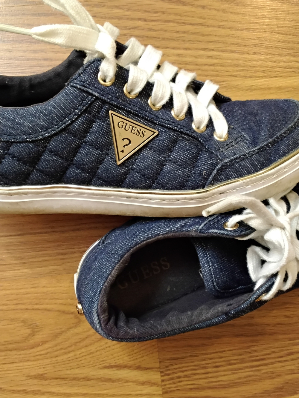 GUESS Men’s Denim Blue Canvas Sneakers - Casual Lace-Up